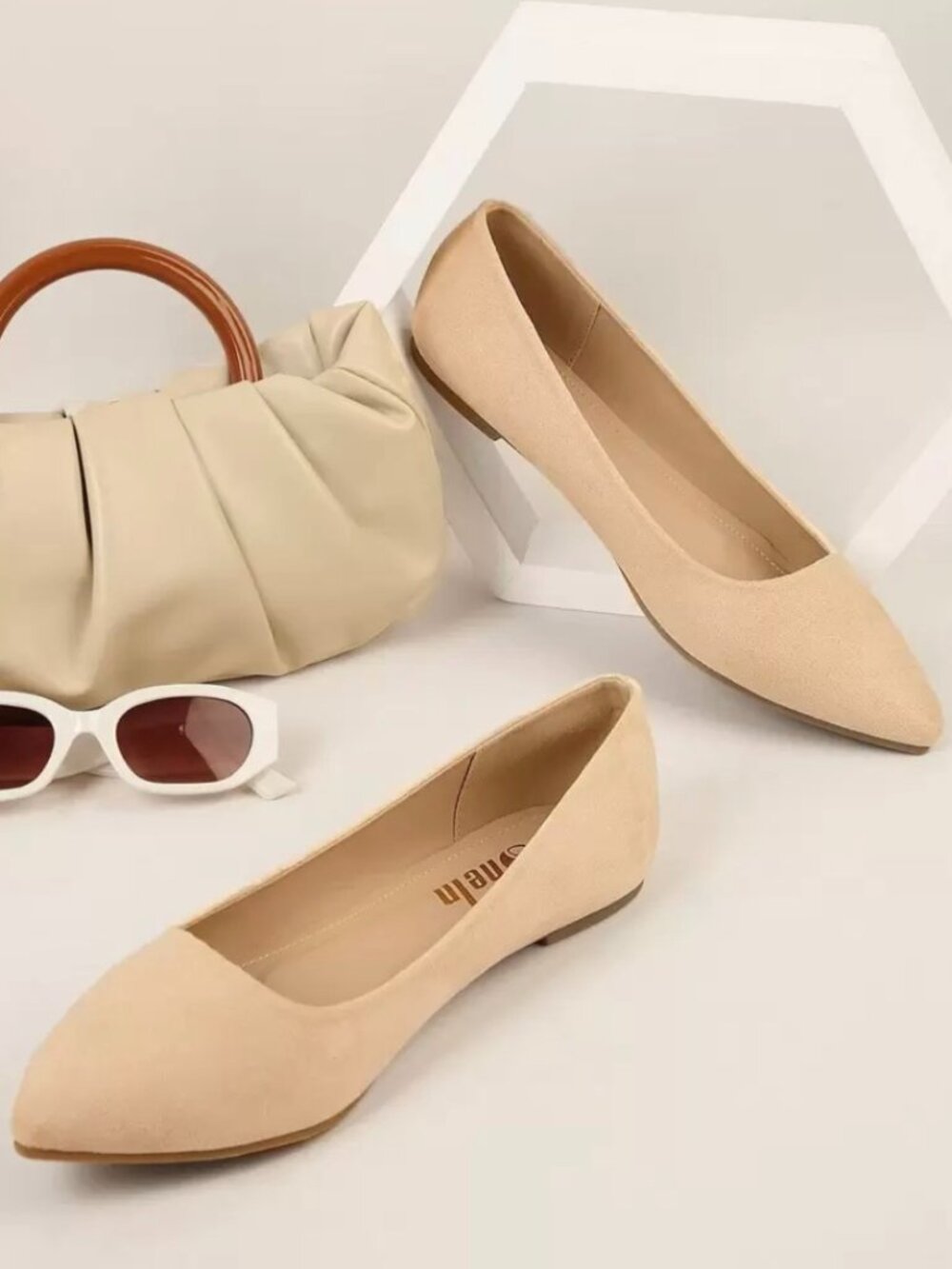SHEIN Wide Width Beige Pointed Flats Size 8.5